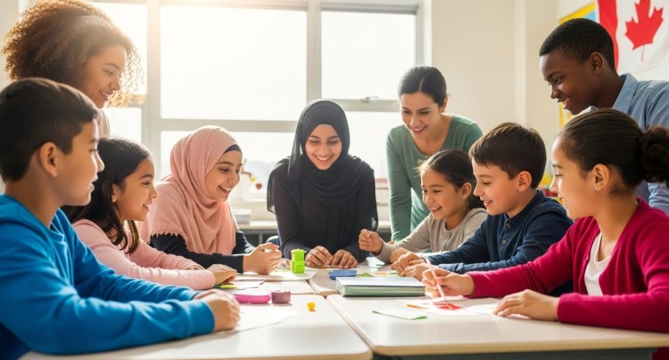 Students in a Manitoba classroom representing diversity and inclusion.