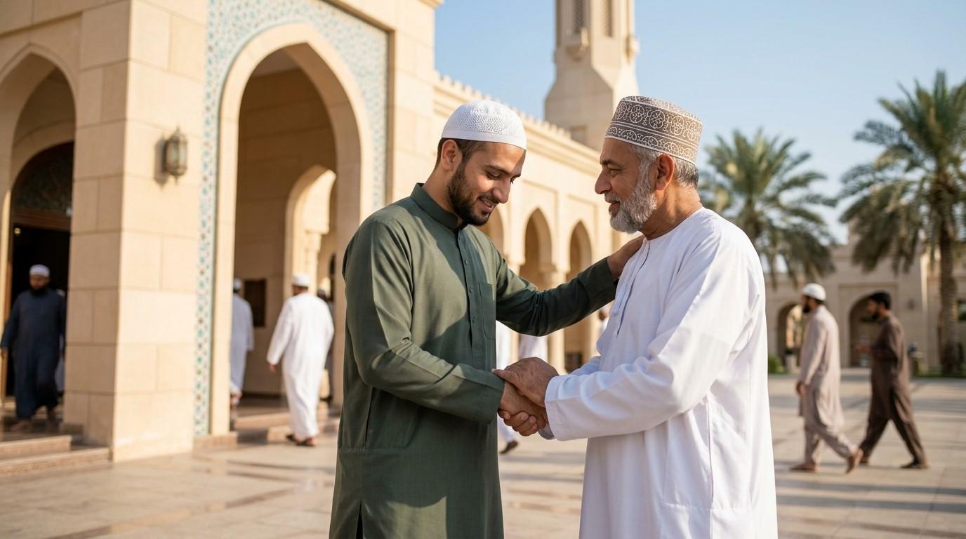 Muslim man forgiving a fellow Muslim