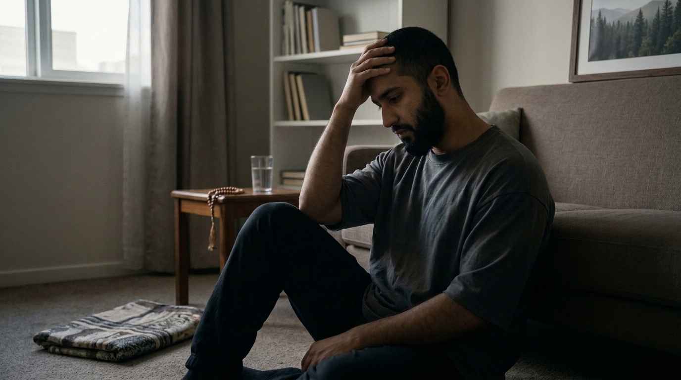 depressed Muslim man