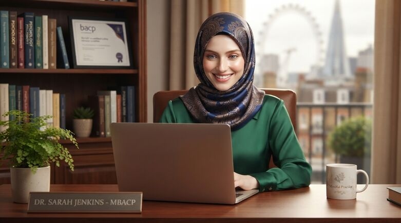Online therapy video session with a Muslim therapist