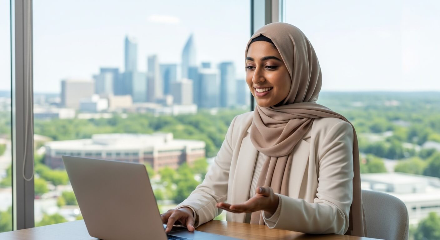 Online therapy video session with a Muslim therapist