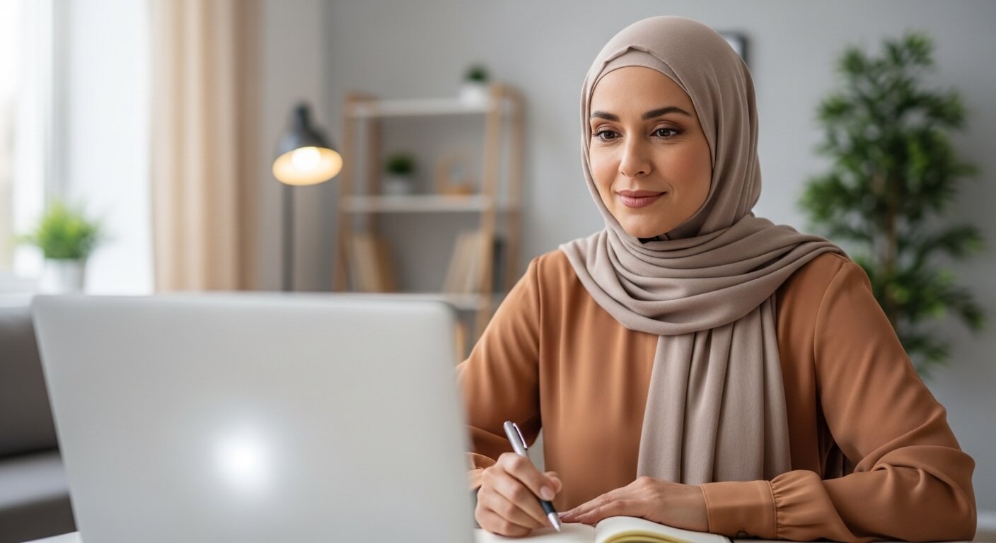 Online therapy video session with a Muslim therapist