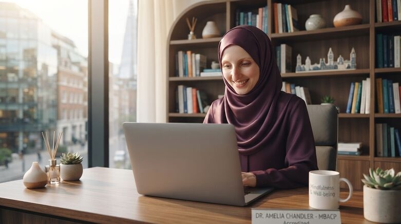 Online therapy video session with a Muslim therapist