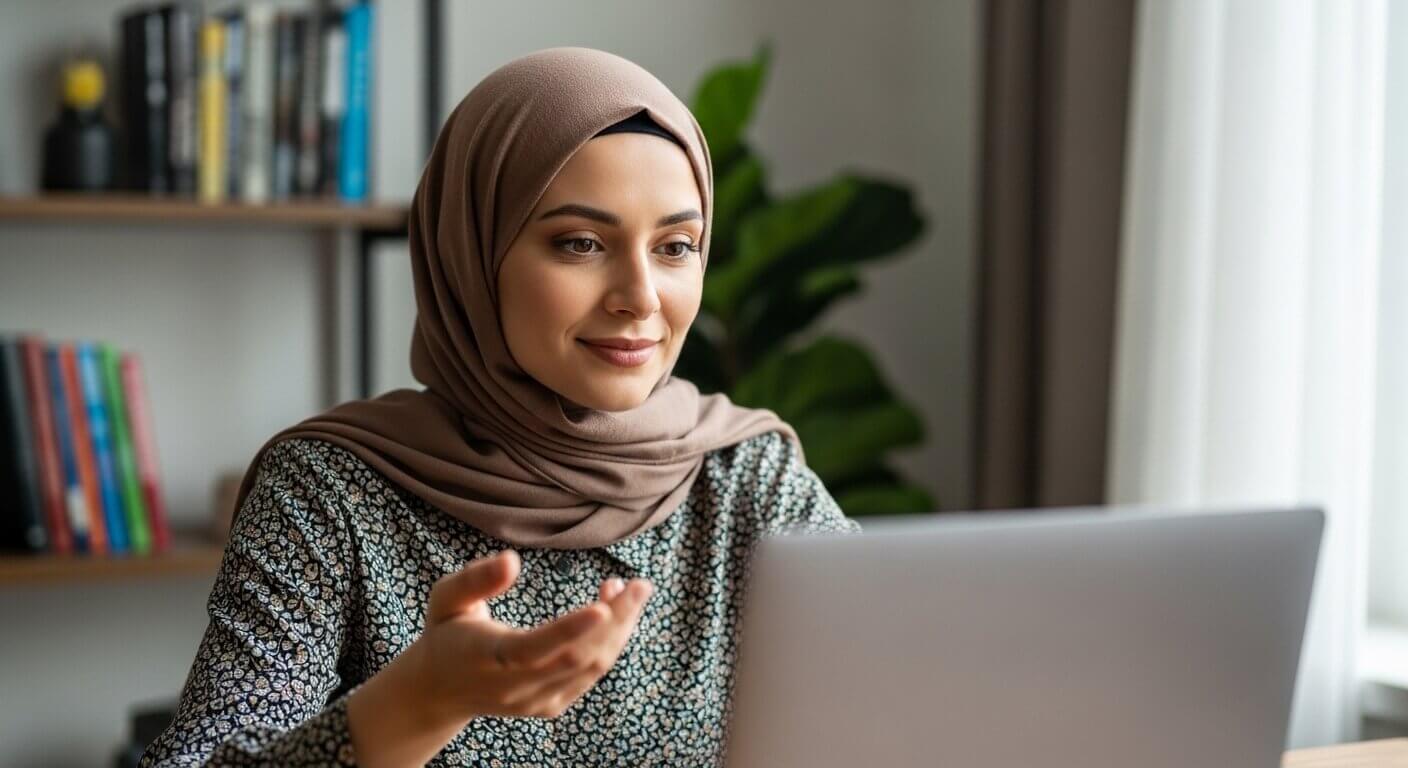 Online therapy video session with a Muslim therapist