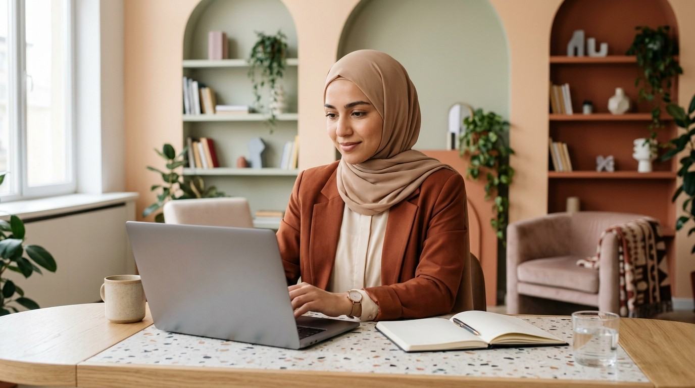 Online therapy video session with a Muslim therapist